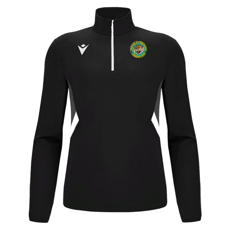 Indian Gymkhana London - PIAVE 1/4 ZIP TOP BLK/WHT